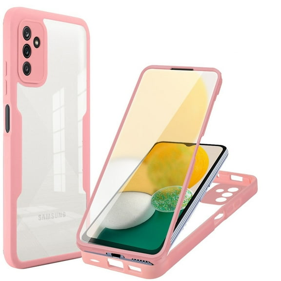 for Samsung Galaxy A25 5G Case with Built-in Screen Protector, Clear Shockproof Slim Full Body Protection Soft TPU Bumper Dual Layer Rugged Case Cover for Samsung Galaxy A25 5G, Pink