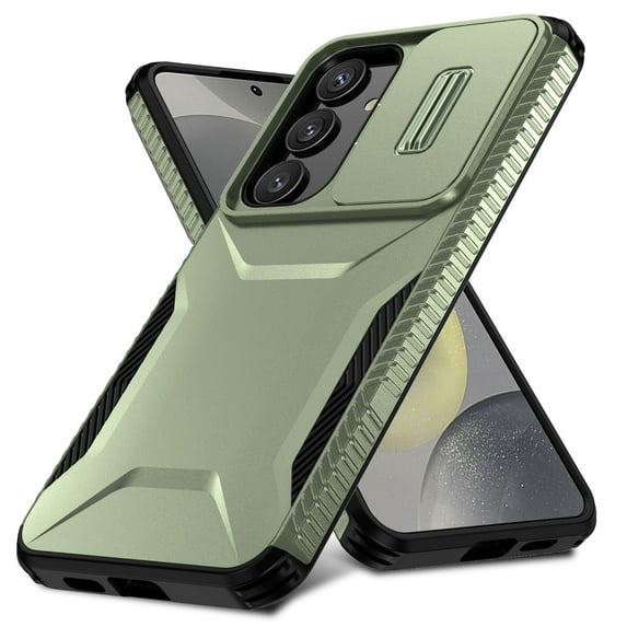 for Samsung Galaxy A25 5G Case, Heavy Duty Case with Camera Lens Sliding Cover, Shockproof Dropproof Non-Slip Military Grade Drop Protection Rugged Cover Case for Galaxy A25 5G, Darkgreen