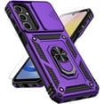 thumbnail image 1 of for Samsung Galaxy A25 5G Case with Slide Camera Cover HD Screen Protector [ Grade 16ft. Drop Tested]  Ring Holder Kickstand Protective Phone Case for Galaxy A25 5G 2024, Purple, 1 of 18