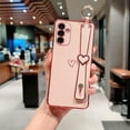 thumbnail image 1 of Samsung Galaxy A25 5G Case with Wrist Strap,Luxury Cute Plating Edge Love Hearts Pattern for Girls Women, Finger Holder Kickstand Soft Shockproof Phone Case for Galaxy A25 6.5",Pink, 1 of 9