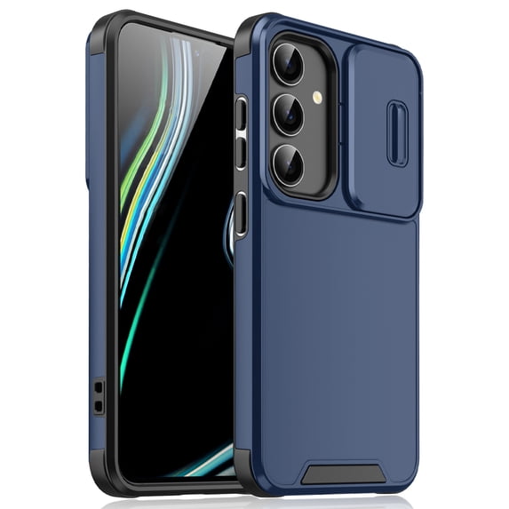 for Samsung Galaxy A25 5G Heavy Duty Case with Camera Sliding Cover, Support Wireless Charging Hybrid TPU & PC Smoothly Anti-Fingerprint Slim Case Compatible with Samsung Galaxy A25 5G, Blue