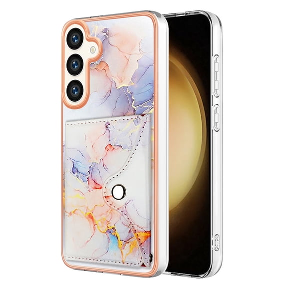 For Samsung Galaxy A25 5G Marble Patterned Case with Card Holder, Back Folio Kickstand PU Leather + Soft Crystal Bumper Edge, Magnetic Clasp Back Cover For Samsung Galaxy A25 5G,Marble #1