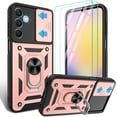 thumbnail image 1 of for Samsung Galaxy A25 5G Phone Case with Screen Protector*2 with Slide Camera Cover, 360°Rotation Ring Kickstand [Military Grade] Case for Galaxy A25 5G Case,Rose Gold, 1 of 14