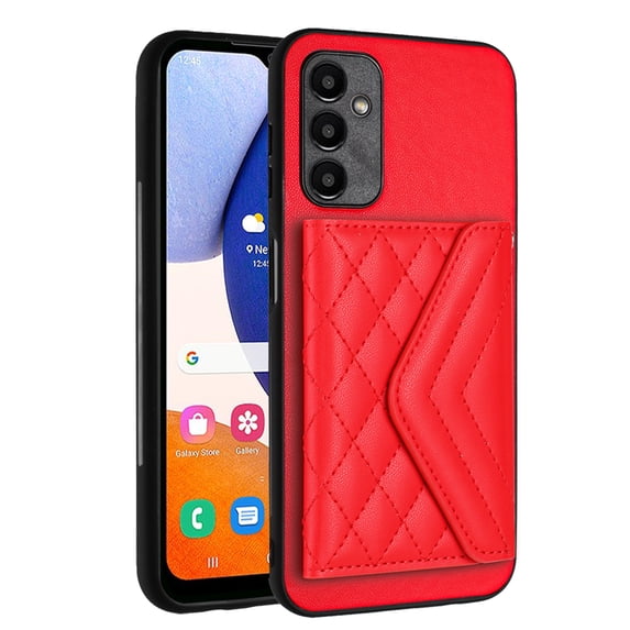 for Samsung Galaxy A25 5G Slim Case with Card Holders and Strap for Women, Samsung Galaxy A25 5G Phone Case Wallet PU Leather Kickstand RFID Blocking Flip Shockproof Wallet Case - Red