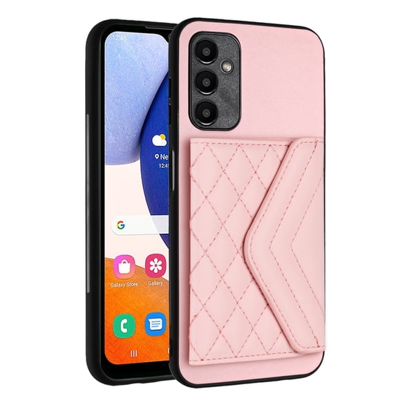 for Samsung Galaxy A25 5G Slim Case with Card Holders and Strap for Women, Samsung Galaxy A25 5G Phone Case Wallet PU Leather Kickstand RFID Blocking Flip Shockproof Wallet Case - Pink