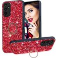 thumbnail image 1 of for Samsung Galaxy A25 5G Sparkle Bling Sparkly Glitter Case for Women, Shockproof Protective Cover Case with Ring Kickstand for Samsung Galaxy A25 5G CZ-Red, 1 of 10