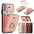 thumbnail image 1 of for Samsung Galaxy A25 5G Wallet Case with Card Holder, PU Leather Case with Ring Holder Kickstand, Snap Button Card Slots Case for Women Men for A25 5G with Crossbody Strap - Rosegold, 1 of 8