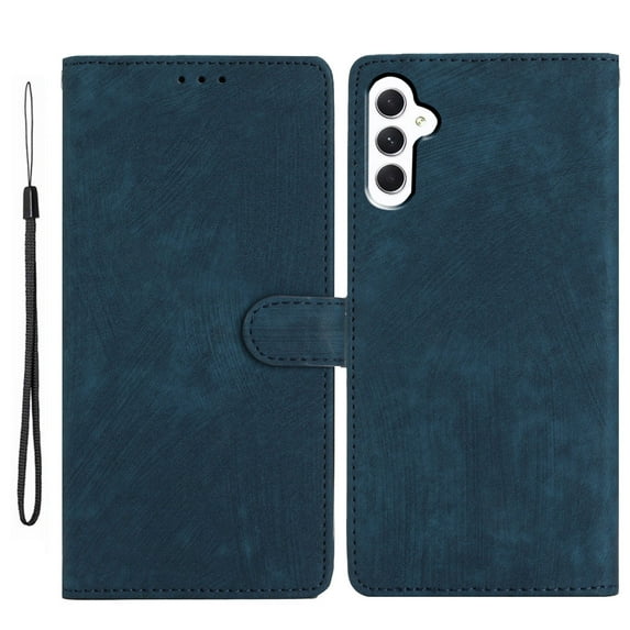for Samsung Galaxy A25 5G Wallet Case, Premium PU Leather Card/Photo Slots Shockproof Classic with Wrist Strap Cash Pocket Wallet Purse Slim Flip Case Cover for Samsung Galaxy A25 5G, Blue