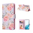 thumbnail image 1 of For Samsung Galaxy A25 5G Wallet Case, Stylish Flowers Pattern PU Leather Cover with Wrist Strap & Card Slots, Kickstand Magnetic Closure Shockproof Slim Case for Women Girls, Pink Rose, 1 of 8