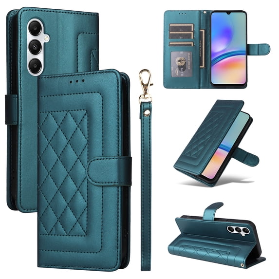 for Samsung Galaxy A25 5G Wallet Flip Case, Classic PU Leather Card Slots with Lanyard Magnetic Closure Kickstand Drop Protective Soft TPU Inner Case for Samsung Galaxy A25 5G, Darkgreen