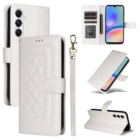 for Samsung Galaxy A25 5G Wallet Flip Case, Classic PU Leather Card Slots with Lanyard Magnetic Closure Kickstand Drop Protective Soft TPU Inner Case for Samsung Galaxy A25 5G, White