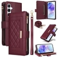 thumbnail image 1 of for Samsung Galaxy A25 5G Zipper Pocket Wallet Magnetic Closure Cover Crossbody + Wrist Strap [ 7 Cards Slot] Flip Kickstand RFID Blocking Shoulder Strap PU Leather Purse Shockproof Case,Winered, 1 of 9