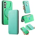 thumbnail image 1 of for Samsung Galaxy A25 5G Zipper Wallet Case, 2-in-1 Magnetic Wallet Case Phone Cover, Card Slots Holder PU Leather Case TPU Bumper Shockproof Anti-Drop Cover for Galaxy A25 5G, Green, 1 of 11