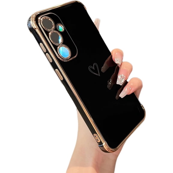 Samsung Galaxy A26 5G Case, Cute Gold Plating Love Heart Phone Cover 6.7