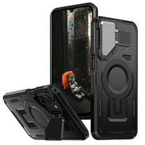 for Samsung Galaxy A26 5G Case with Metal Camera Cover Bracket, [Compatible with MagSafe] [Built-in Kickstand] [Military-Grade Protection] Heavy Duty Magnetic Case for Galaxy A26 5G, Black