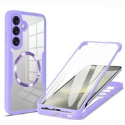 for Samsung Galaxy A26 5G Clear Case with Built-in Screen Protector Film, Compatible with Mag-Safe, Military-Grade Protection Yellowing Resistant, Shockproof Magnetic Full Phone Case, Purple