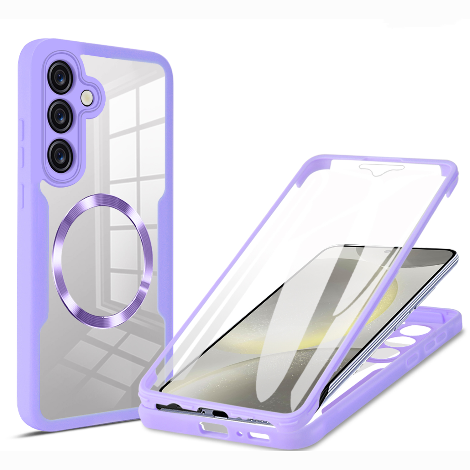 Cover Per Motorola Moto G14 Effetto Marmo Glitter Con Antiurto TPU - Custodia Morbida E Sottile, Antimpronta, Viola Chiaro, Regalo Donna