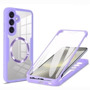 for Samsung Galaxy A26 5G Clear Case with Built-in Screen Protector Film, Compatible with Mag-Safe, Military-Grade Protection Yellowing Resistant, Shockproof Magnetic Full Phone Case, Purple