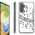 thumbnail image 1 of For Samsung Galaxy A26 5G Phone Case Cover, Shockproof Bumper Hybrid Case with Tempered Glass Screen Protector, by OneToughShield - Music Notes / White, 1 of 3