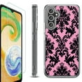 thumbnail image 1 of For Samsung Galaxy A26 5G Phone Case Cover, Shockproof Bumper Hybrid Case with Tempered Glass Screen Protector, by OneToughShield - Victorian Pink/Black, 1 of 3