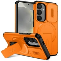 For Samsung Galaxy A26 5G Rugged Phone Case,With Invisible Kickstand,Compatible with Mag-Safe,With Camera Lens Cover,Shockproof Anti-Scratch Drop Protection Durable Heavy Duty Phone Case,Orange