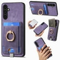 thumbnail image 1 of for Samsung Galaxy A26 5G Wallet Case with Detachable Card Holder & 360° Rotation Finger Ring Holder Stand, Shockproof PU Leather Phone case with Card Slot for Men Women for A26 5G, Purple, 1 of 10