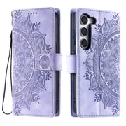 For Samsung Galaxy A27 Phone Case,With Wrist Strap,Anti-Scratch Embossment PU Leather Flip Folio Kickstand,Card Holder,Shockproof Anti-fall Non-Slip Durable Wallet Phone Case,Purple