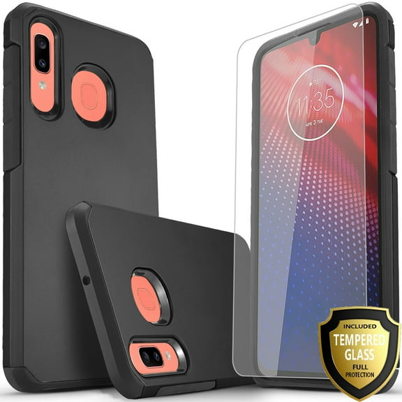 Samsung Galaxy A30 Case, STARSHOP Drop Protection Dual Layers Phone Cover- Black