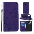 thumbnail image 1 of Samsung Galaxy A30 Wallet Case, Dteck Embossed Flower PU Leather Magnetic Flip Stand Case Cover [Built-in Card Slots][w/ Hand Strap] For Samsung Galaxy A30, Deep Purple, 1 of 4
