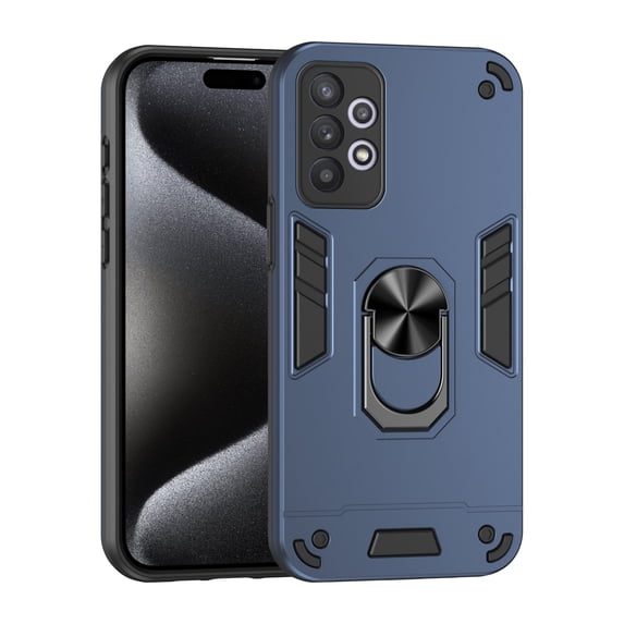Samsung Galaxy A32 4G Case with Ring Holder, Samsung A32 4G Cover Kickstand Military Grade Shockproof Heavy Duty Camera Lens Protection with Magnetic Car Mount Holder Rugged Phone Case, Navyblue