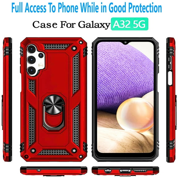 Samsung Galaxy A32 5G Case, [Not fit for Samsung Galaxy A52/ Galaxy A72], STARSHOP Drop Protection Ring Kickstand Cover- Red