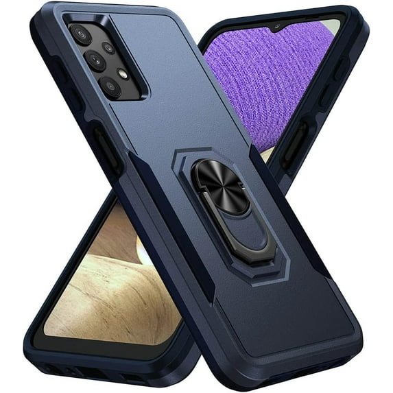 Samsung Galaxy A32 5G Case(Not for A32 4G), Heavy Duty Shockproof Military-Grade Phone Case with Ring Kickstand for Galaxy A32 5G 6.4"(Blue)