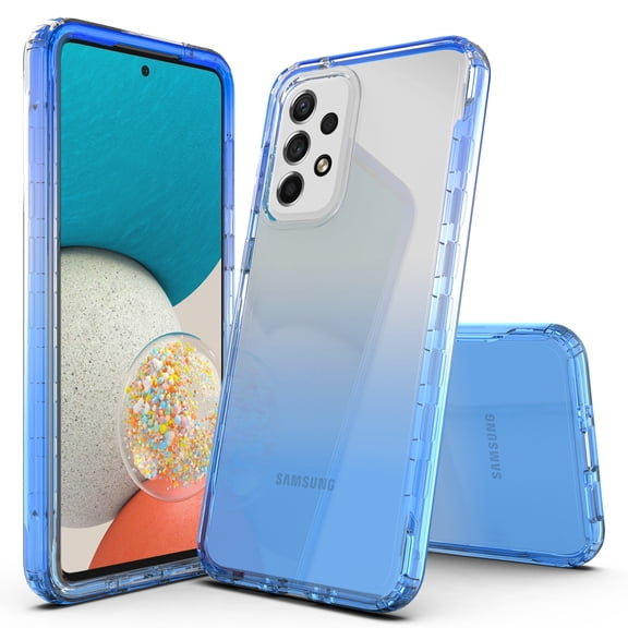 Rosebono Hybrid Gradient Transparent Soft TPU Clear Skin Cover Cell Phone Case for Samsung Galaxy A32 5G, Blue