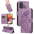 thumbnail image 1 of for Samsung Galaxy A32 5G Case Wallet for Women, Flip Folio Cover with Butterfly Pattern PU Leather Stand Card Holder Slots Wrist Strap Protective Phone Case for Samsung Galaxy A32 5G, Purple, 1 of 8