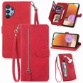 thumbnail image 1 of for Samsung Galaxy A32 5G Case for Women,Cute Wallet Case with Zipper Pocket Purse Flower Embossed PU Leather Card Slots Wrist Strap Flip Folio Protective Phone Cover for Samsung Galaxy A32 5G, Red, 1 of 7