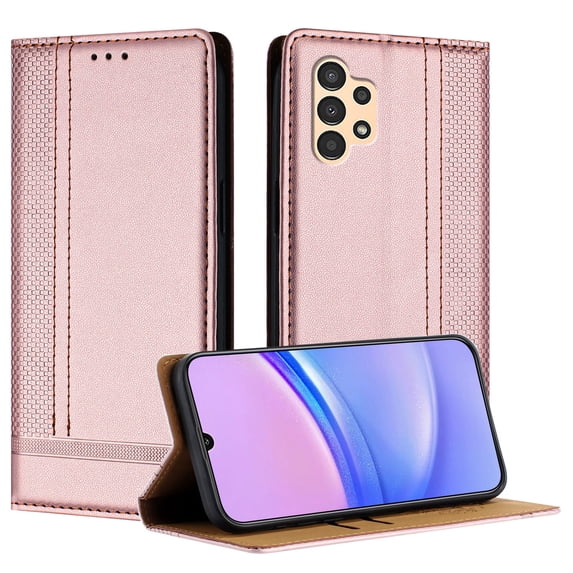 for Samsung Galaxy A32 5G Slim Case with Card Holder, Premium PU Leather Wallet Case with Flip Card Slots Kickstand & Magnetic Closure for Samsung Galaxy A32 5G, Rosegold