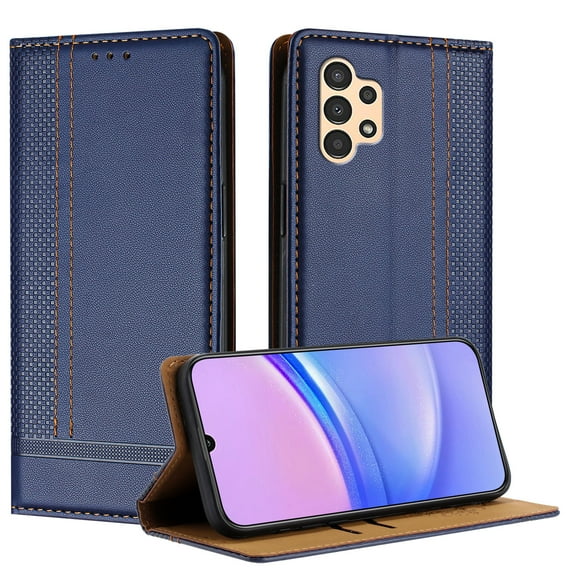 for Samsung Galaxy A32 5G Slim Case with Card Holder, Premium PU Leather Wallet Case with Flip Card Slots Kickstand & Magnetic Closure for Samsung Galaxy A32 5G, Blue