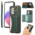 thumbnail image 1 of for Samsung Galaxy A32 5G Wallet Case with Card Holder - PU Leather Case for Women & Girls, Wrist Hand Strap, Secure Finger Ring, Shockproof Protective Phone Cover for Galaxy A32 5G, Green, 1 of 7