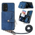 thumbnail image 1 of for Samsung Galaxy A32 5G Wallet Case, Crossbody Phone Purse with Card Holder for Women, Zipper PU Leather Carrying Cover Gift with Shoulder Strap Kickstand Anti-drop for A32 5G - Blue, 1 of 10