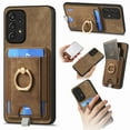 thumbnail image 1 of for Samsung Galaxy A32 5G Wallet Case with Detachable Card Holder & 360° Rotation Finger Ring Holder Stand, Shockproof PU Leather Phone case with Card Slot for Men Women for A32 5G, Brown, 1 of 10