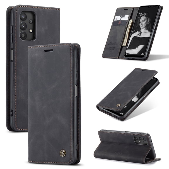 Samsung Galaxy A32 5G Wallet Case, Dteck Lightweight Soft PU Leather Magnetic Folio Flip Case Built-in Credit Card/Money Slots for Samsung Galaxy A32 5G, Black