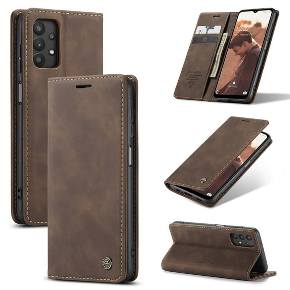 Samsung Galaxy A32 5G Wallet Case, Dteck Lightweight Soft PU Leather Magnetic Folio Flip Case Built-in Credit Card/Money Slots for Samsung Galaxy A32 5G, Coffee