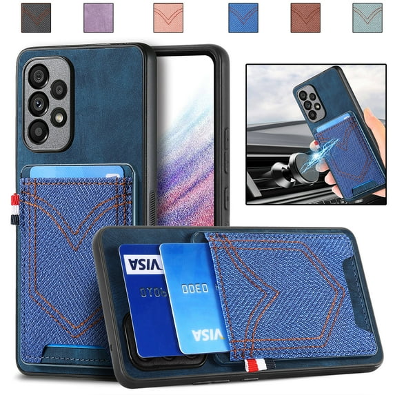 for Samsung Galaxy A32 5G Wallet Case, Support Magnetic Car Mount, Vintage PU Leather Credit Card Slots Purse Phone Cover for Samsung Galaxy A32 5G Women Men Shockproof Protective Case, Blue