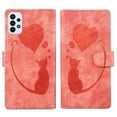 thumbnail image 1 of For Samsung Galaxy A33 5G 6.4" Cat Patterned Embossed Strong Magnetic Attachment/Closure, Card Slots/Pocket, PU Leather Flip Wallet Case ﻿,Orange,For Galaxy A33 5G, 1 of 8