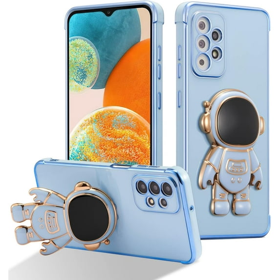 for Samsung Galaxy A33 5G Case Cute 6D Astronaut Case with Stand Function Luxury Plating Case Cover Slim Fit Soft TPU Shockproof Bumper Protective Electroplated Case for Girls Boys,Blue