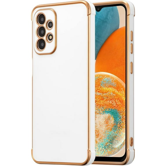 for Samsung Galaxy A33 5G Case Luxury Plating Case Cover Slim Lightweight Glossy Bling Phone Case Soft TPU Shockproof Bumper Case Electroplated Case,White