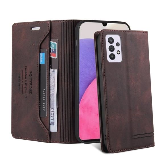 For Samsung Galaxy A33 5G Phone Case,Business Leather Flip Stand Wallet Case with RFID Blocking Card Pocket Magnetic Folio Protective Case For Samsung Galaxy A33 5G,Brown