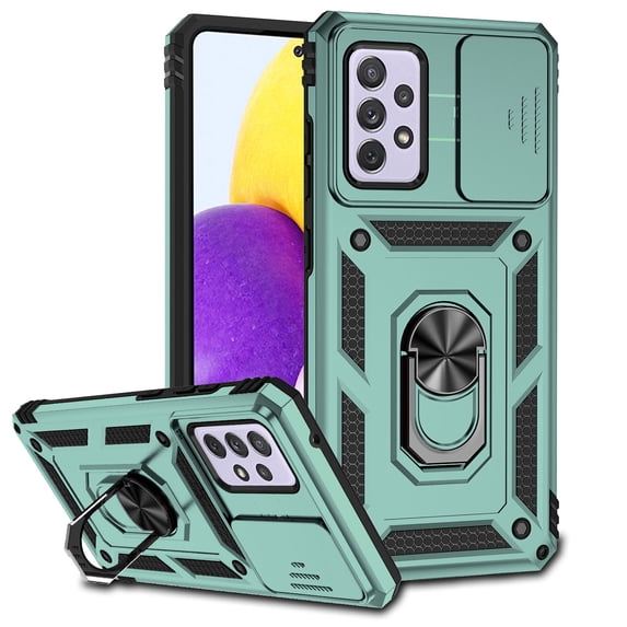 for Samsung Galaxy A33 5G Rugged Phone Case with Sliding Camera Cover, Kickstand TPU Bumper Drop Proof Durable Military Grade Protective Case Cover for Samsung Galaxy A33 5G, Darkgreen