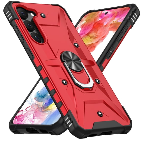 for Samsung Galaxy A34 5G Case with Invisible Ring Stand, Military Grade Drop Protection Support Car Mount Holder, Heavy Duty Shockproof Phone Cover for Samsung Galaxy A34 5G, Red