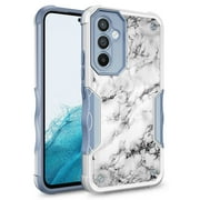 Samsung Galaxy A34 5G Case, Rosebono Hybrid Dual Layer Graphic Design Pattern Heavy Duty Protection Case For Samsung Galaxy A34 5G White Marble